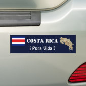 Costa Rica Vlag en Kaart Bumpersticker (Op auto)