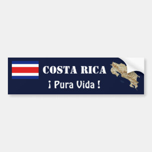 Costa Rica Vlag en Kaart Bumpersticker