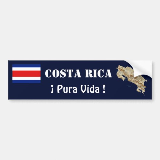 Costa Rica Vlag en Kaart Bumpersticker (Voorkant)