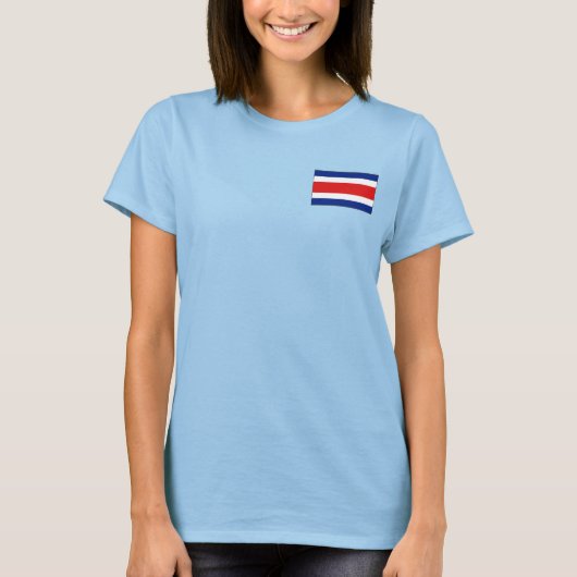 Costa Rica Vlag en Kaart Dk T-Shirt (Voorkant)