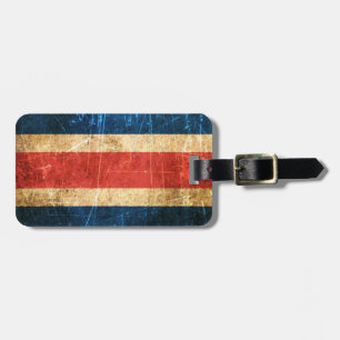 Costa Rica-vlag, gecratst en versleten Bagagelabel