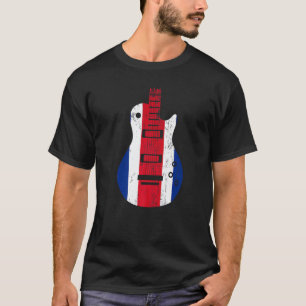 Costa Rica Vlag Gitaar Vintage Muzikant T-shirt