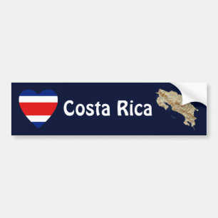 Costa Rica Vlag Hart + Landkaart Bumpersticker