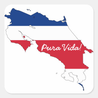 Costa Rica vlag kaart Vierkante Sticker