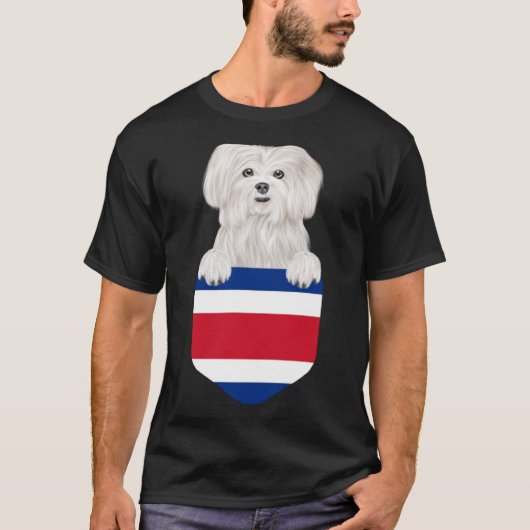 Costa Rica vlag Maltese hond in zak T-shirt (Voorkant)