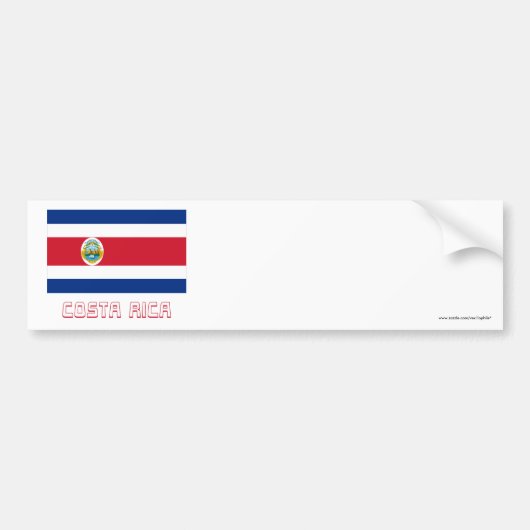 Costa Rica vlag met naam Bumpersticker (Voorkant)