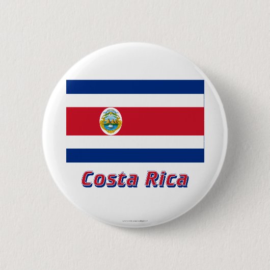 Costa Rica vlag met naam Ronde Button 5,7 Cm (Voorkant)