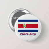 Costa Rica vlag met naam Ronde Button 5,7 Cm (Voorkant /achterkant)