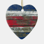Costa Rica Vlag op Rough Wood Boards Effect Keramisch Ornament (Rechts)