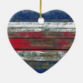 Costa Rica Vlag op Rough Wood Boards Effect Keramisch Ornament (Achterkant)
