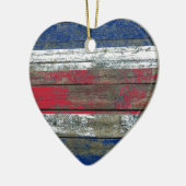 Costa Rica Vlag op Rough Wood Boards Effect Keramisch Ornament (Links)