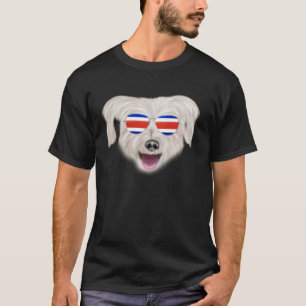 Costa Rica Vlag Pyrenese Herder Hond Tico Pocket T-shirt