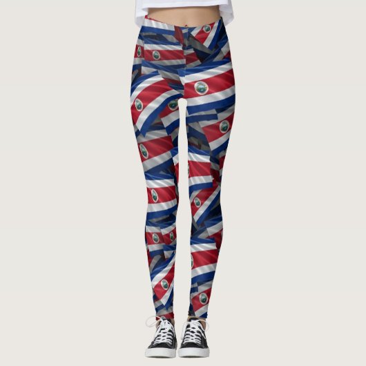 Costa Rica-vlagpatroon Leggings (Voorkant)