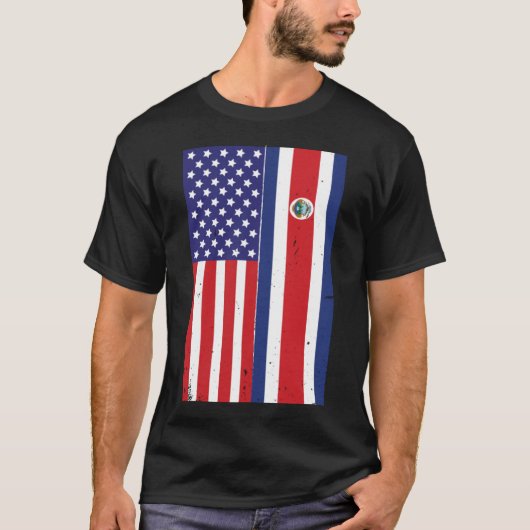 Costa Rica VS Vlag Amerikaans Vida Costa Ricaans L T-shirt (Voorkant)