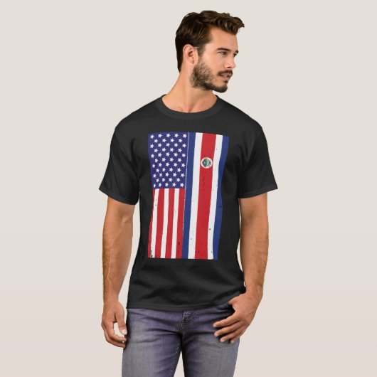 Costa Rica VS Vlag Amerikaans Vida Costa Ricaans L T-shirt (Voorkant volledig)