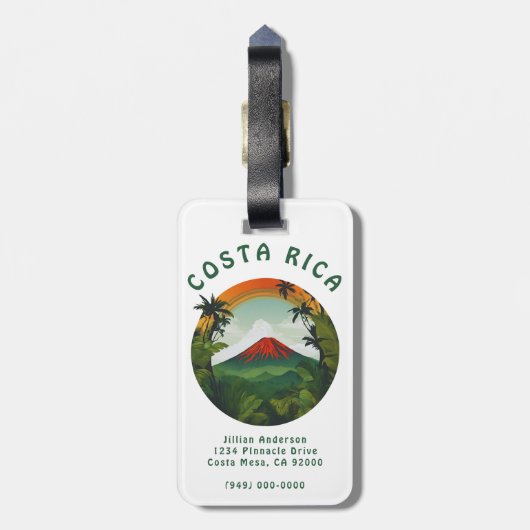 Costa Rica-vulkaan Bagagelabel (Achterkant verticaal)