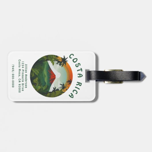 Costa Rica-vulkaan Bagagelabel (Achterkant horizontaal)