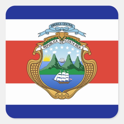 Costa Rica (wapen/vlag) Vierkante Sticker (Voorkant)