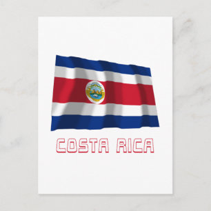 Costa Rica Waving Flag met naam Briefkaart