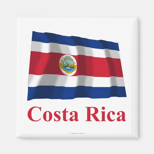 Costa Rica Waving Flag met naam Magneet (Voorkant)