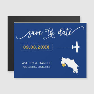 Costa Rica Wedding Save the Date Kaart, Map Magnetische Uitnodiging