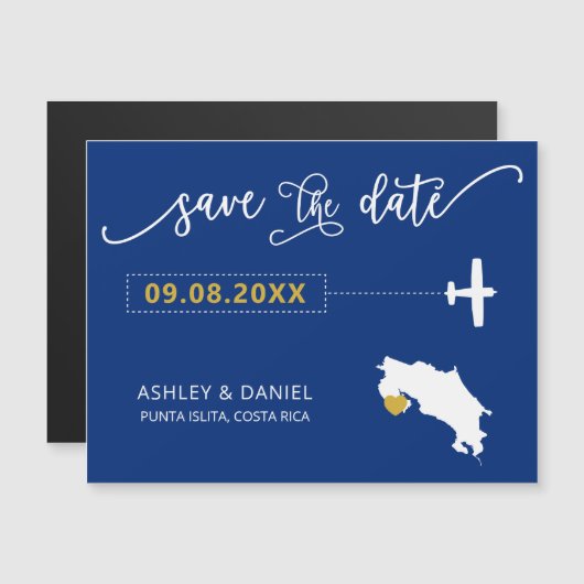 Costa Rica Wedding Save the Date Kaart, Map Magnetische Uitnodiging (Voorkant / Achterkant)