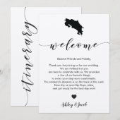 Costa Rica Wedding Welkomstbrief & reiskaart Programmakaart (Voorkant / Achterkant)