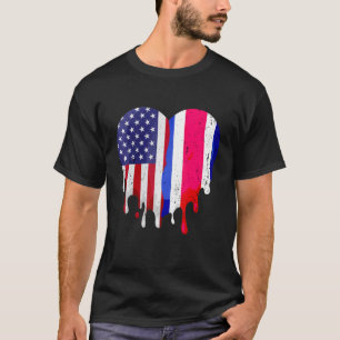 Costa Ricaans Amerikaanse Patriottisch Geteeld Lan T-shirt