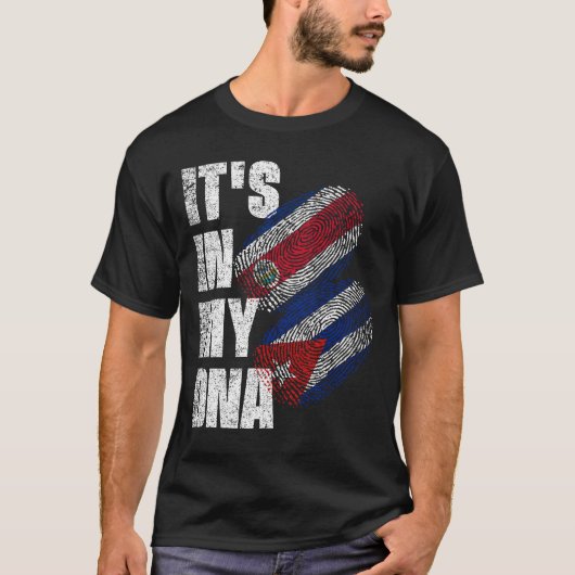 Costa Ricaans en Cuban Mix DNA-vlaggenerfgoed T-shirt (Voorkant)