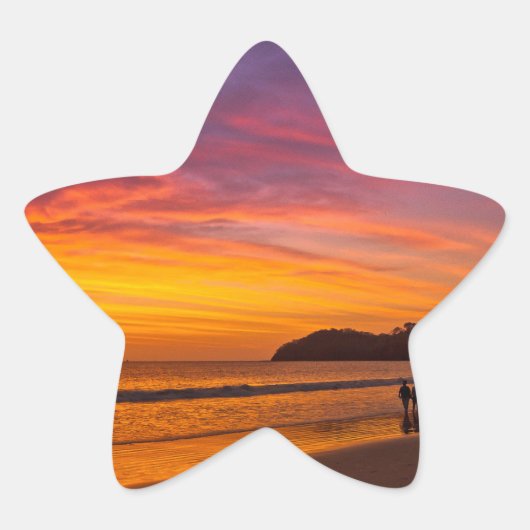 Costa Ricaans paar bij zonsondergang Ster Sticker (Voorkant)