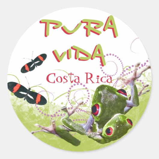 Costa Ricaans Pura Vida boomkikker Stickers (Voorkant)