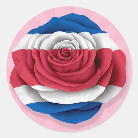 Costa Ricaans Roos Vlag op roze Ronde Sticker (Voorkant)