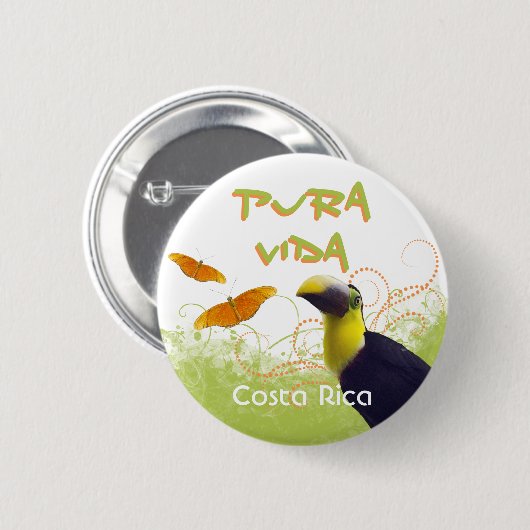 Costa Ricaanse Pura Vida Toucan Button (Voorkant /achterkant)