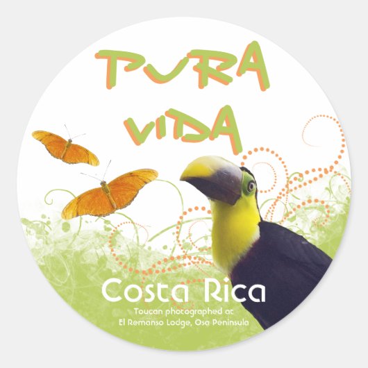 Costa Ricaanse Pura Vida Toucan Stickers (Voorkant)