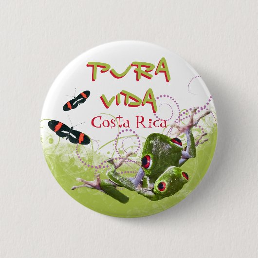 Costa Ricaanse Pura Vida Tree Frog Button (Voorkant)