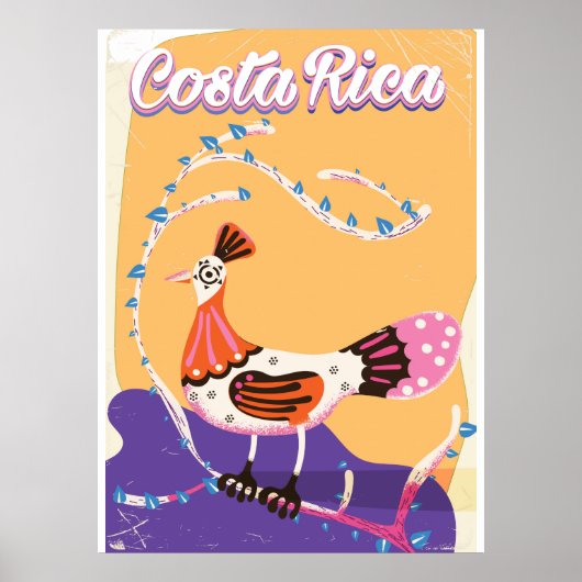 Costa Ricaanse vintage reiskaart Poster (Voorkant)