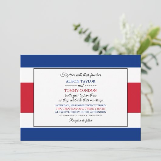 Costa Ricaanse Vlag, Vlag van Costa Rica Huwelijk Kaart (Staand voorkant)