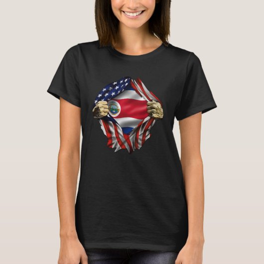 Costa Rican Blood Inside Me Costa Rica Flag T-shirt (Voorkant)