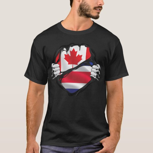 Costa Rican Canadian Hands Ripped Roots Flag T-shirt (Voorkant)