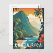 Costa Rice Retro Mountain Beach Reizen Souvenir Briefkaart (Voorkant / Achterkant)