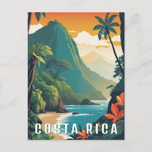 Costa Rice Retro Mountain Beach Reizen Souvenir Briefkaart (Voorkant)