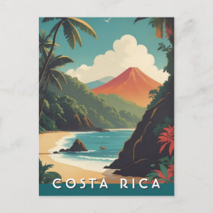 Costa Rice Retro Reizen Volcano Beach Souvenir Briefkaart