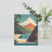 Costa Rice Retro Reizen Volcano Beach Souvenir Briefkaart (Staand voorkant)