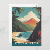 Costa Rice Retro Reizen Volcano Beach Souvenir Briefkaart (Voorkant / Achterkant)
