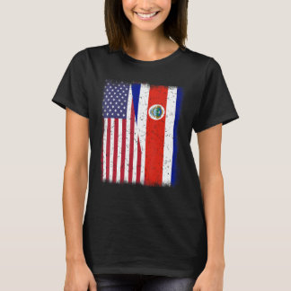 Costa Rico Amerikaanse Vlag Mannen Vrouwen Rican H T-shirt