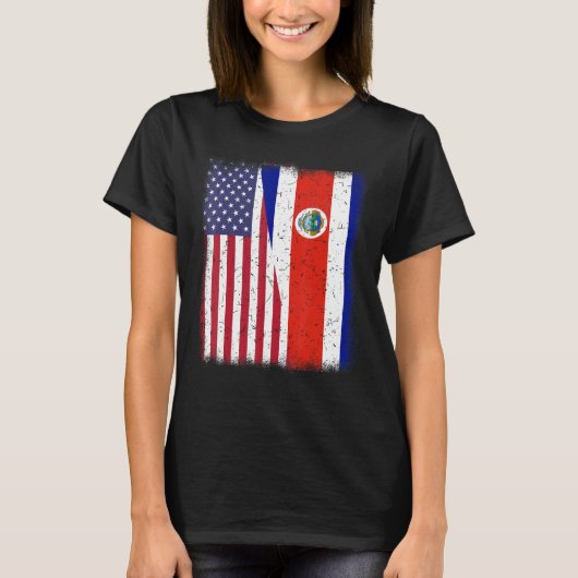 Costa Rico Amerikaanse Vlag Mannen Vrouwen Rican H T-shirt (Voorkant)