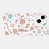 Costal Boho Zee Shell Waterverf IPhone Case (Achterkant (horizontaal))