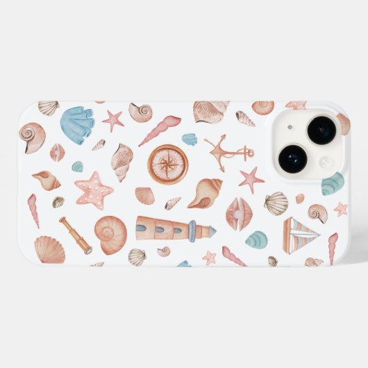 Costal Boho Zee Shell Waterverf IPhone Case (Achterkant (horizontaal))