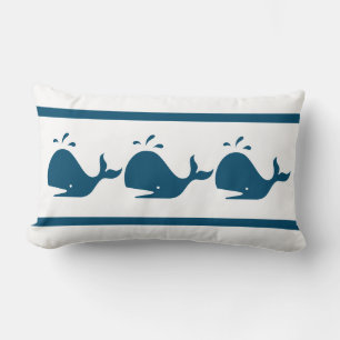 Costal Nautical Navy BLUE WHALE White Kussen