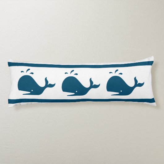 Costal Nautical Navy BLUE WHALE White Lichaamskussen (Achterkant)